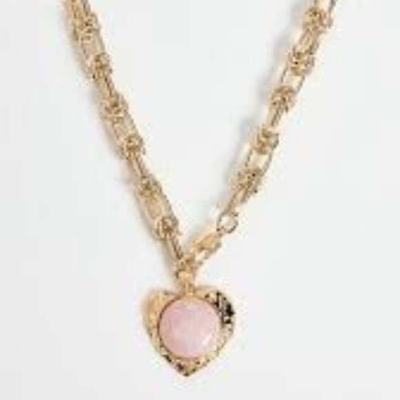 By Alona Eva gold heart necklace in Rose pink quartz - Picture 3 of 4
